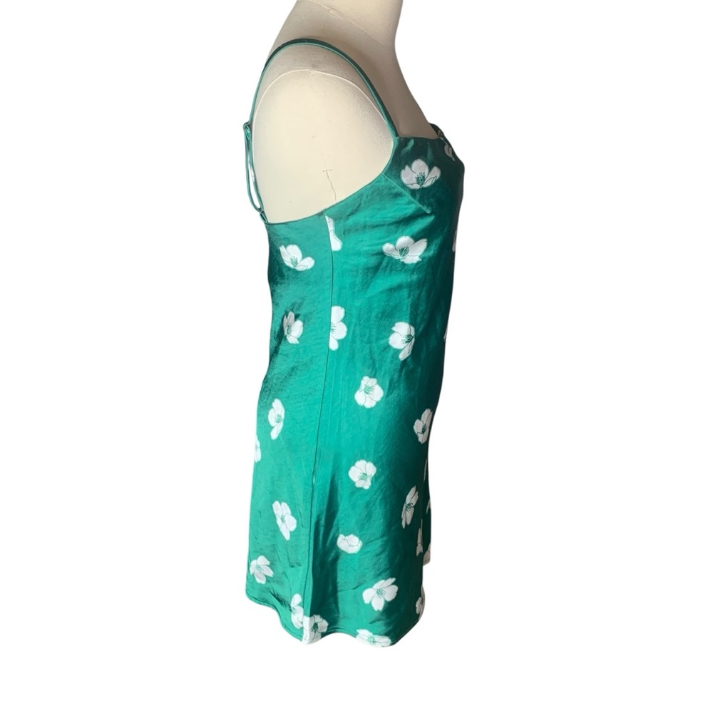 Princess Polly Green Flower Mini Dress 3686 - Picture 3 of 7